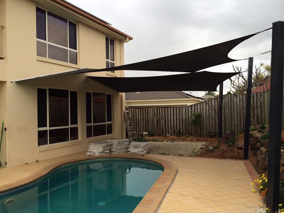 Custom shade sails installed at a Yamba property by North Coast Shade